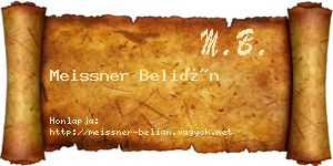 Meissner Belián névjegykártya
